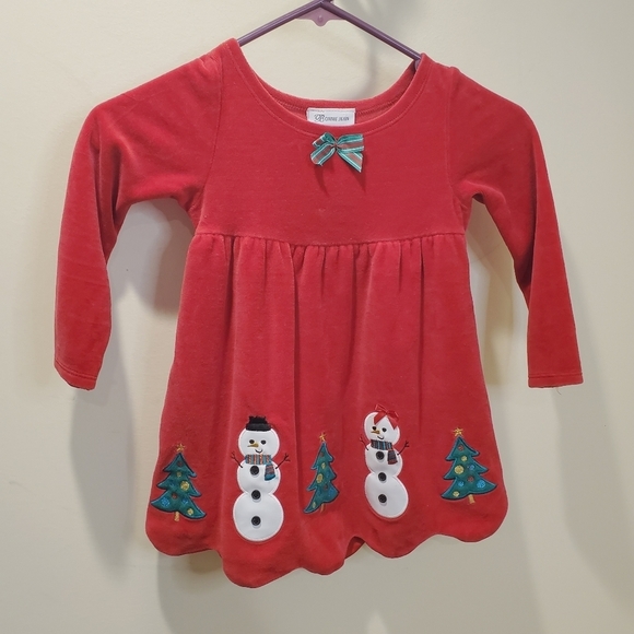 BONNIE JEAN baby girl Christmas red velvet Top/ Dress size 4 - Picture 1 of 9